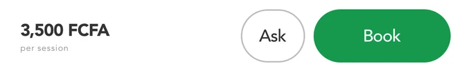 From the tutor profile: ≈ 5.81 $ per session, with Ask and Book buttons